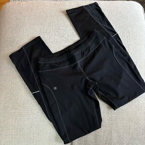 Athleta women’s black white stitchingg wide leg LONG Tall leggings pullon sz med